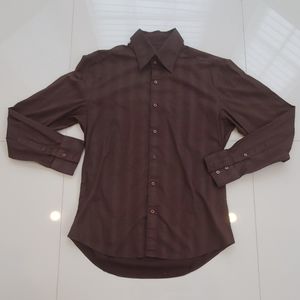 7 diamonds brown men's long sleeve shirt large L
